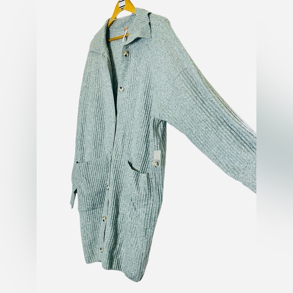 Free People Sandstorm Heather Grey Soft Button Emmy Long Cardigan Sweater - Picture 6 of 16